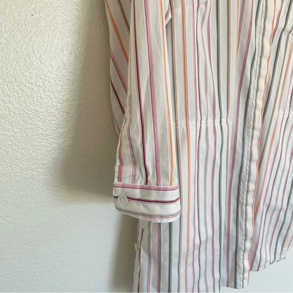 Lafayette 148 Woman’s 3/4 Sleeve Striped Button Down Shirt Sz 6 Office Academia - Picture 2 of 8